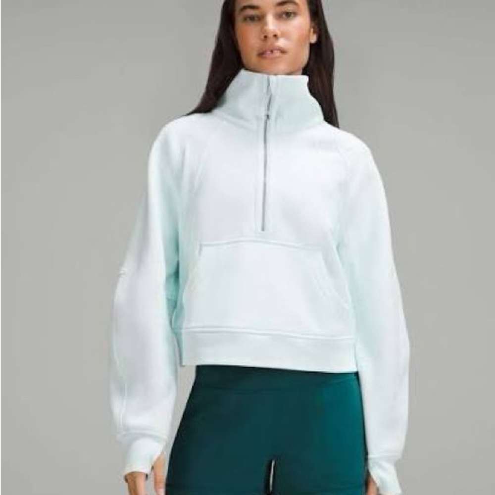 Womens Light Blue Funnel Neck Scuba